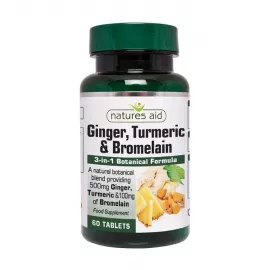 Natures Aid Ginger Turmeric & Bromelain Tablets 60's