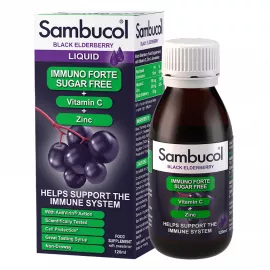 Sambucol Immuno Forte Sugar Free Vitamin C Zinc Black Elderberry Flavour Syrup x 120 ml