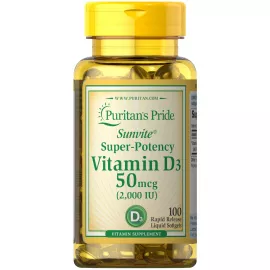 Puritan's Pride Sunvite Super High Potency Vitamin D3 2000 IU Softgels 100's