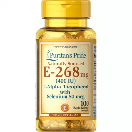 كبسولات فيتامين إي بتركيز 400 IU مع السيلينيوم الهلامية بتركيز 50 مايكرو جرام لتعزيز المناعة من بوريتانز برايد  100  