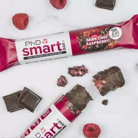 PhD Smart Bar Dark Chocolate Raspberry 20 gm Protein 64g