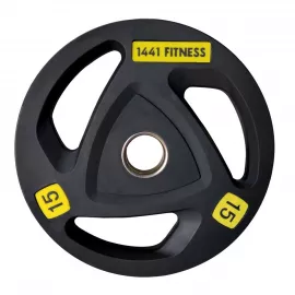 1441 Fitness Black Tri Grip PU Olympic Plates 15 kg