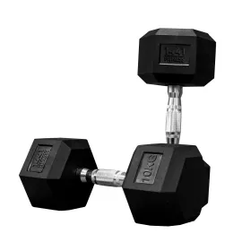 1441 Fitness Rubber Hex Dumbbells (10 Kg) – Solid Cast Iron Core Rubber Coated Head Dumbbell Weights for Exercises at Home and Commercial Gym [CLONE]