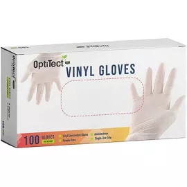 OptiTect Disposable Vinyl Powder Free Gloves 100 Pcs Medium