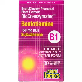 بيوكوينزايمايتد B1 بنفوتيامين من ناتشورال فاكتورز 150 مج - 30 كبسولة نباتية
