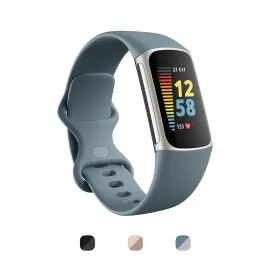 Fitbit Charge 5 Health & Fitness Tracker Blue Platinum Stainless Steel