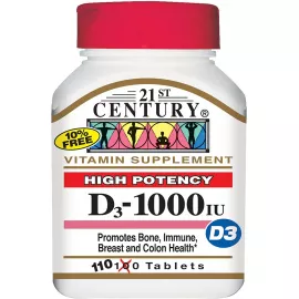 21st Century D3-1000 IU Tablets High Potency- 110 Tablets