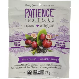 Patience Oganic Dried Whole & Soft Cranberries, Wild Blueberries, Goldenberries & Tart Cherries, Gently Sweetened 196 grams