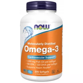 Now Foods Omega-3 1000mg, Molecularly Distilled 200 Softgels