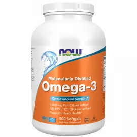 Now Foods Omega-3 1000mg,  Molecularly Distilled 500 Softgels