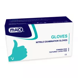 Max Nitrile Examination Gloves Powder Free  Size : Medium 100pcs /Box