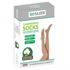 Go Silver Panty Hose, Compression Socks (18-21 mmHG) Open Toe Short/Norm Size 6