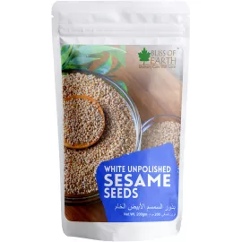 Bliss of Earth Organic Unpolished White Sesame Seeds or Eating Sesame Dressing  Cooking Raw Til Seeds 200g