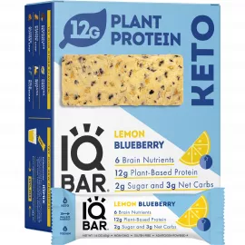 IQ BAR Lemon Blueberry Flavour Protein Bar 12 x 45g