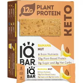 IQ BAR Banana Nut Flavour Protein Bar 12 x 45g