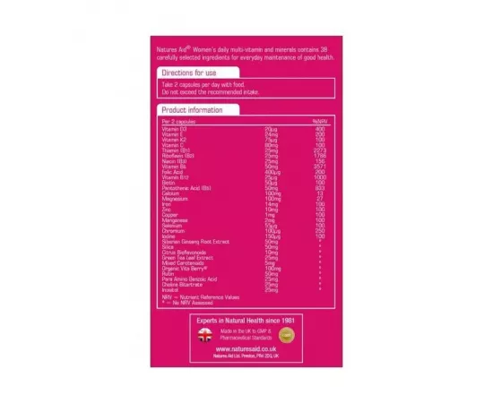 Natures Aid Women Health & Vitality Capsules 60's