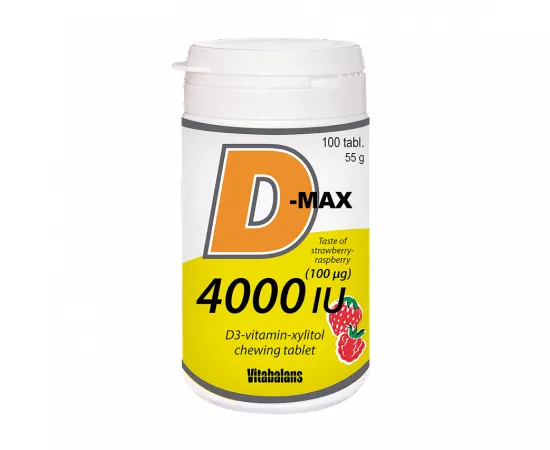 كبسولات فيتامين د3 دي ماكس المضغية بتركيز 4000 IU من فيتابلانس 100's