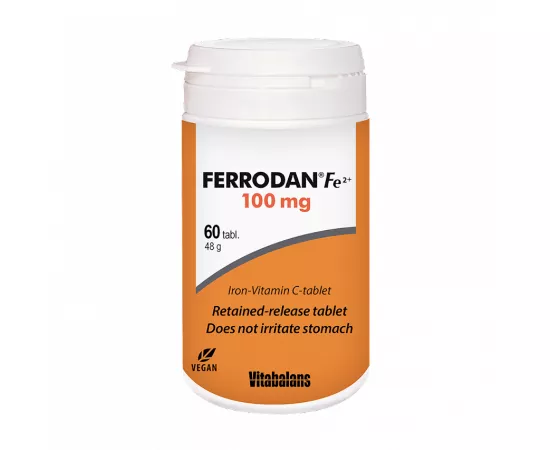 تابلت فيتامين C فيرودان الحديد Fe2+ بتركيز 100 ميللي جرام من  فيتابلانس 60's