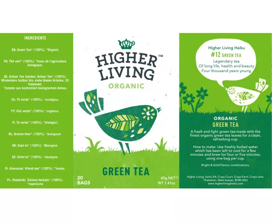 Higher Living Green Tea Bags 20's
