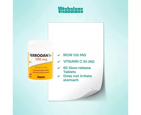Vitabalans Ferrodan 100 Mg Fe2+ Iron Vitamin C Tablets 60's