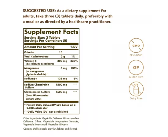 Solgar Extra Strength Glucosamine Chondroitin Complex Tablets 150's