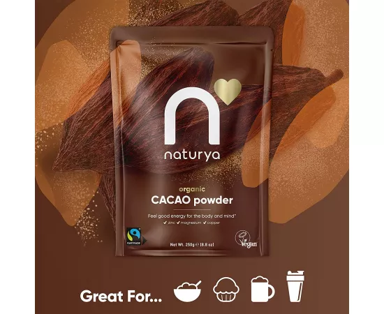 مسحوق الكاكاو العضوي فير تريد من ناتوريا 250 جرام