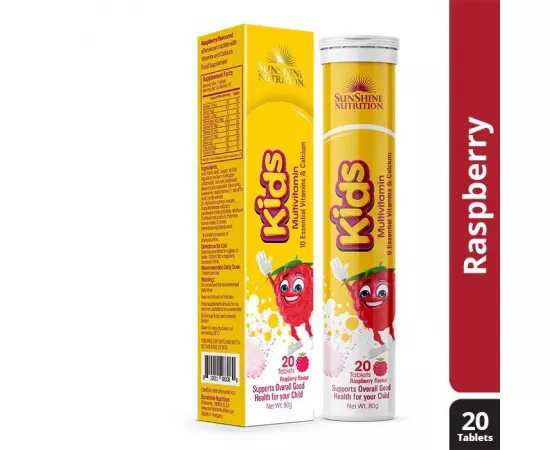 Sunshine Nutrition Kids Multivitamin Raspberry Flavor Effervescent Tablets 20's