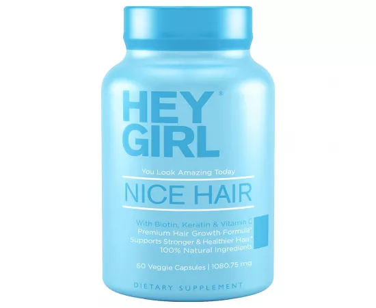 Hey Girl Nutrition Nice Hair Biotin Keratin Vitmain C Veggie Capsules 60's