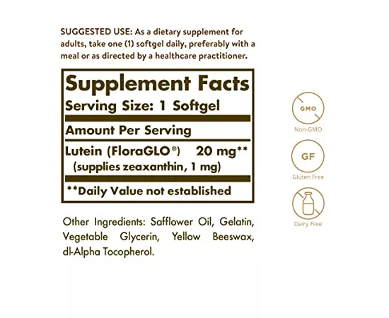 Solgar Lutein 20 mg Eye Health Supplements 60 Softgels