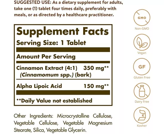 Solgar Cinnamon Alpha Lipoic Acid Tablets 60's