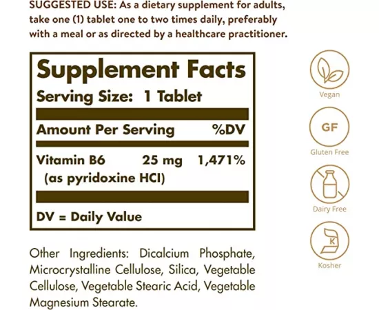 Solgar Vitamin B6 25 mg Tablets 100s