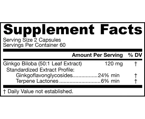 Jarrow Formulas Ginkgo Biloba Veggie Capsules 120's