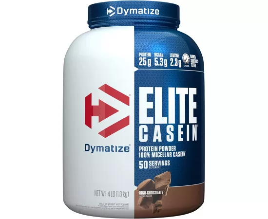 Dymatize Nutrition Elite Casein Rich Chocolate Protein Powder 50 Servings 4 lb (1.8 kg)