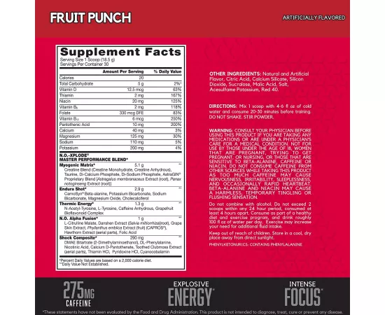 BSN, N.O.-Xplode Legendary Pre-Workout Fruit Punch 1.22 lbs (555 g)