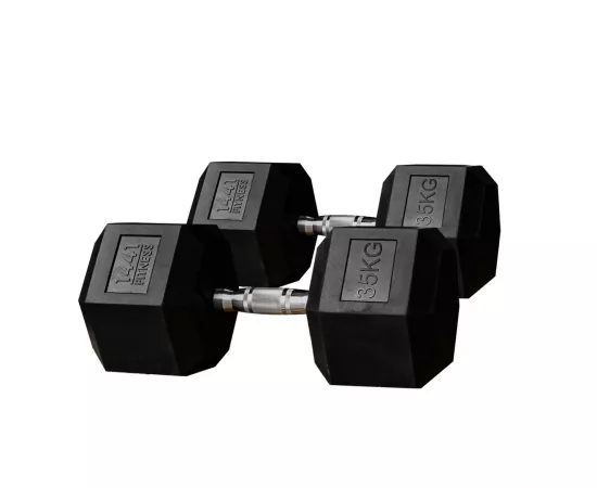 1441 Fitness Rubber Hex Dumbbells (35 Kg) â€“ Solid Cast Iron Core Rubber Coated Head