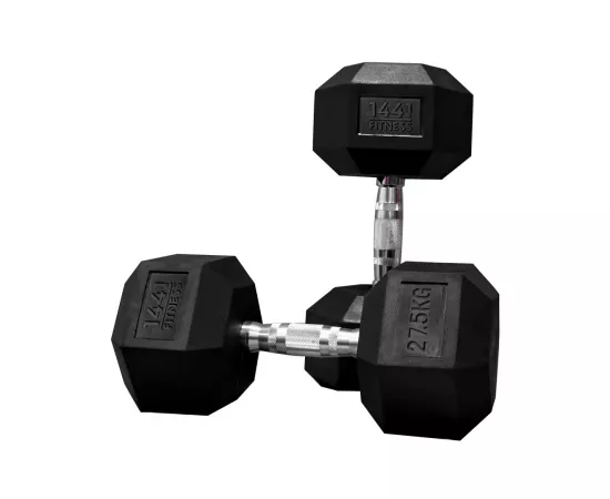 1441 Fitness Rubber Hex Dumbbells (27.5 Kg) â€“ Solid Cast Iron Core Rubber Coated