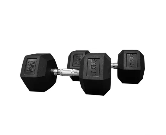 1441 Fitness Rubber Hex Dumbbells (17.5 Kg) â€“ Solid Cast Iron Core Rubber Coated Head