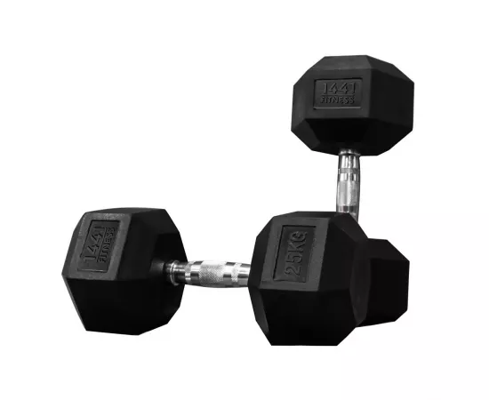 1441 Fitness Rubber Hex Dumbbells (25 Kg) â€“ Solid Cast Iron Core Rubber Coated