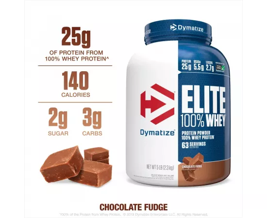 Dymatize Elite 100% Whey Protein Powder Chocolate Fudge 5 lbs (2.3 kg)