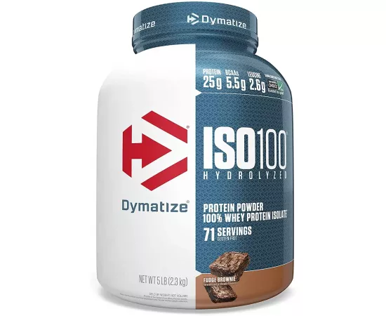 Dymatize, ISO100 Hydrolyzed, 100% Whey Protein Isolate, Fudge Brownie, 5 lbs (2.3 kg)