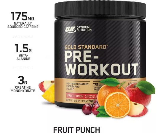 Optimum Nutrition (ON) Gold Standard Pre-Workout Fruit Punch, 30 Servings