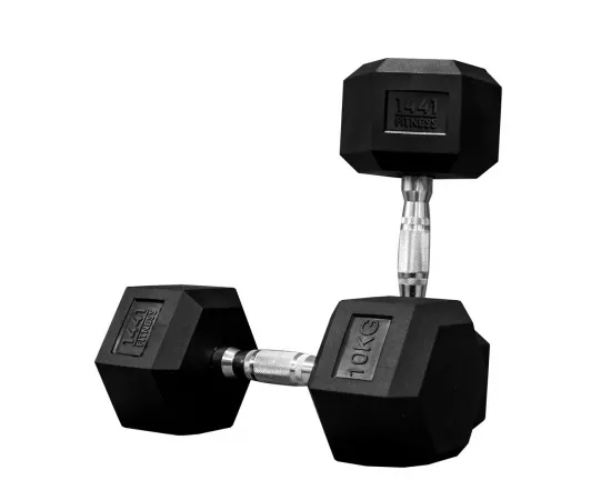 1441 Fitness Rubber Hex Dumbbells (10 Kg) – Solid Cast Iron Core Rubber Coated Head Dumbbell [CLONE]