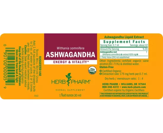 Herb Pharm Ashwagandha Energy & Vitality 1 Oz