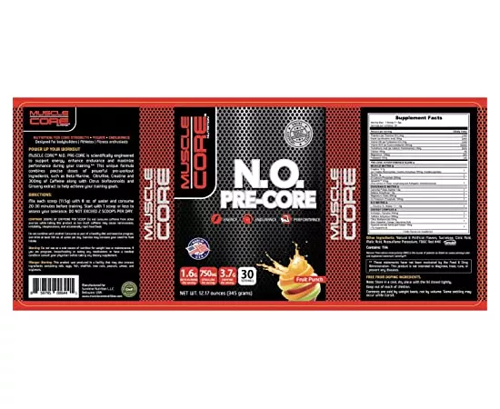 Muscle Core Nutrition N.O. Pre-Core Fruit Punch Flavor 345g