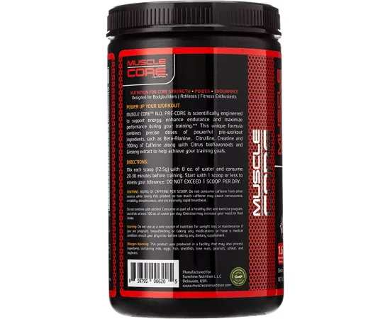 Muscle Core N.O Pre-Core Watermelon 30 Servings Flavor 375g