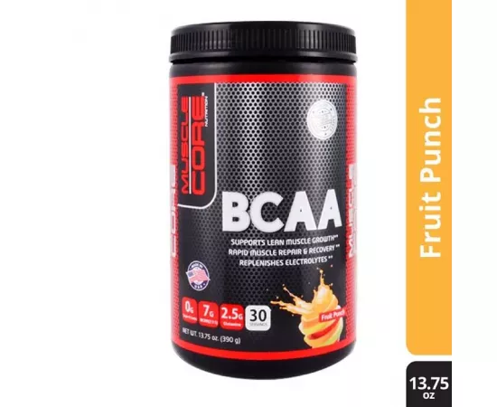 Muscle Core Nutrition BCAA 30 Servings Fruit Punch Flavor 390g