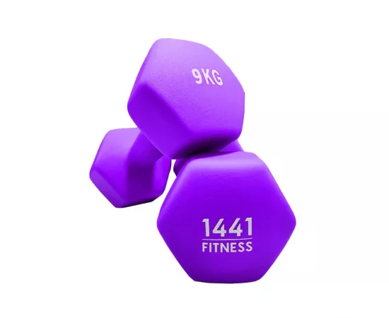 1441 Fitness Neoprene Hex Dumbbells 9 kg Sold in Pair (2 Pcs)