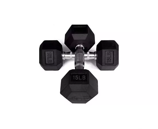 1441 Fitness Rubber Hex Dumbbells - 15 lbs