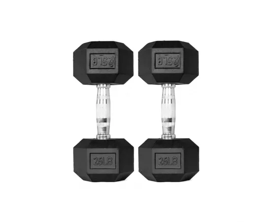 1441 Fitness Rubber Hex Dumbbells - 25 lbs