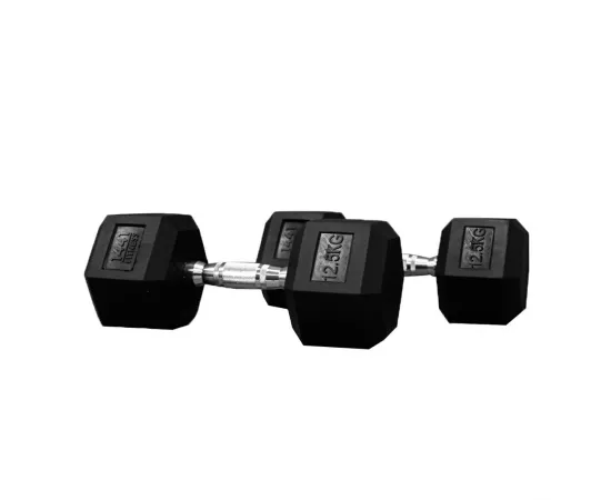 1441 Fitness Rubber Hex Dumbbells - 12.5 Kg